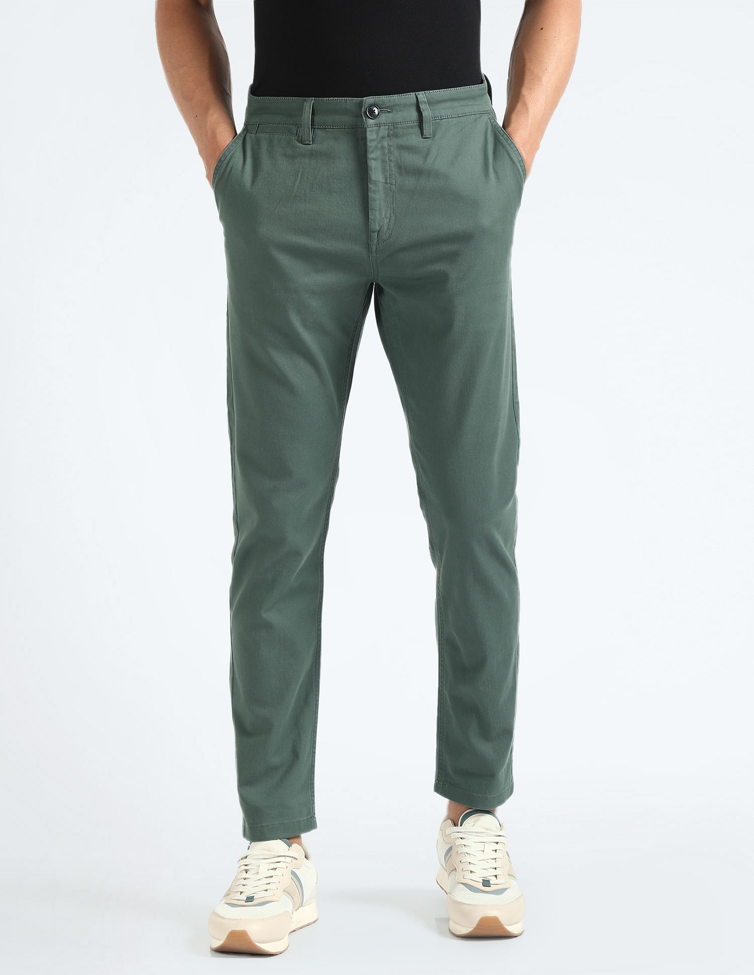 Flying Machine Mid Rise Slash Slim Tapered Fit Chinos