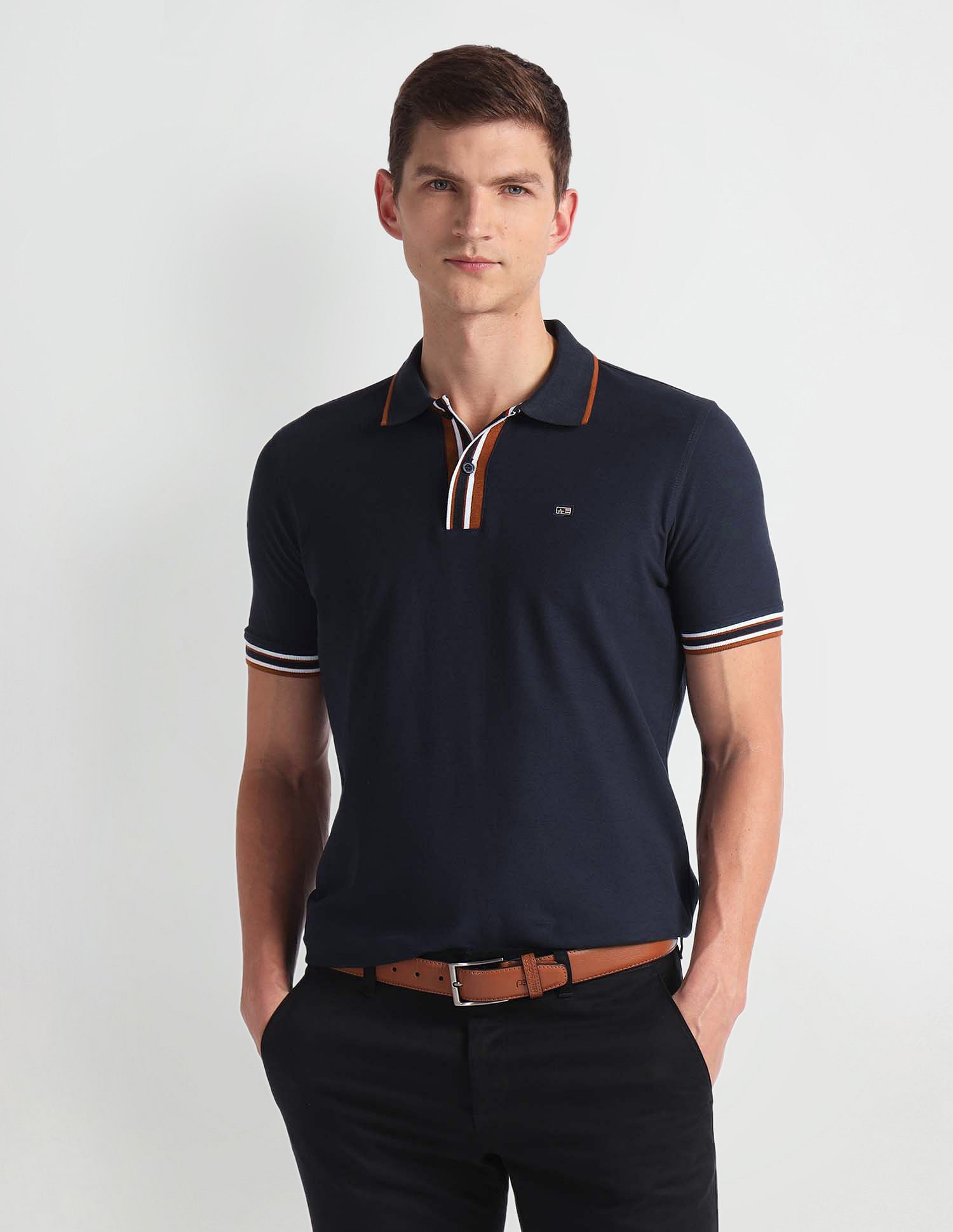 Arrow Sports Tipped Collar Solid Polo Shirt
