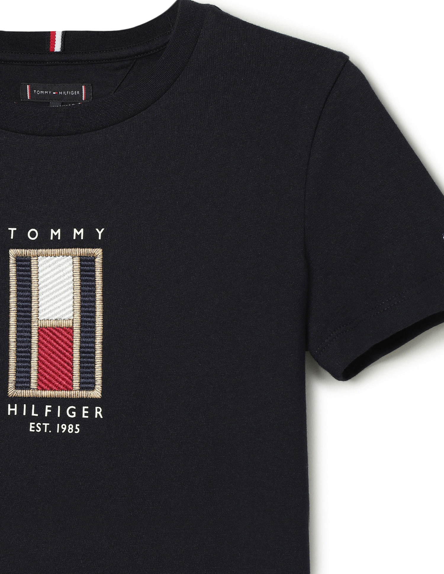 Tommy Hilfiger Kids Boys Flag Embroidered Regular T-Shirt