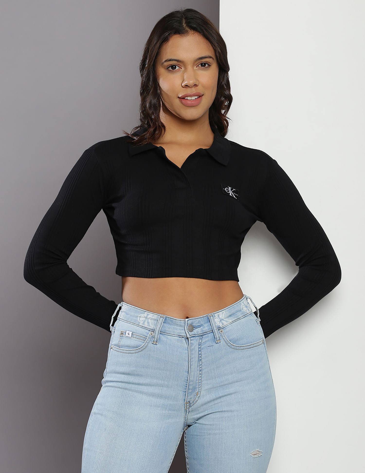 [ JEANS] Crop Badge Polo Shirt ★人気★ Buy Calvin Klein Sustainable Logo Badge Polo Shirt - NNNOW.com
