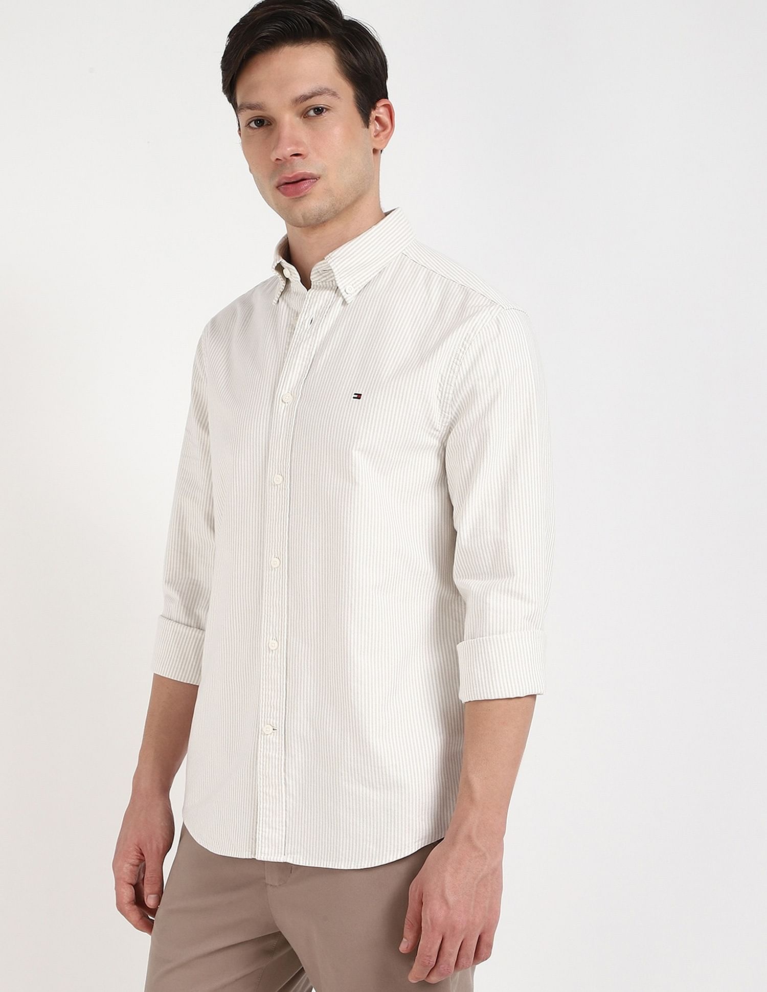 Tommy Hilfiger Striped Regular-Fit Oxford Woven Shirt