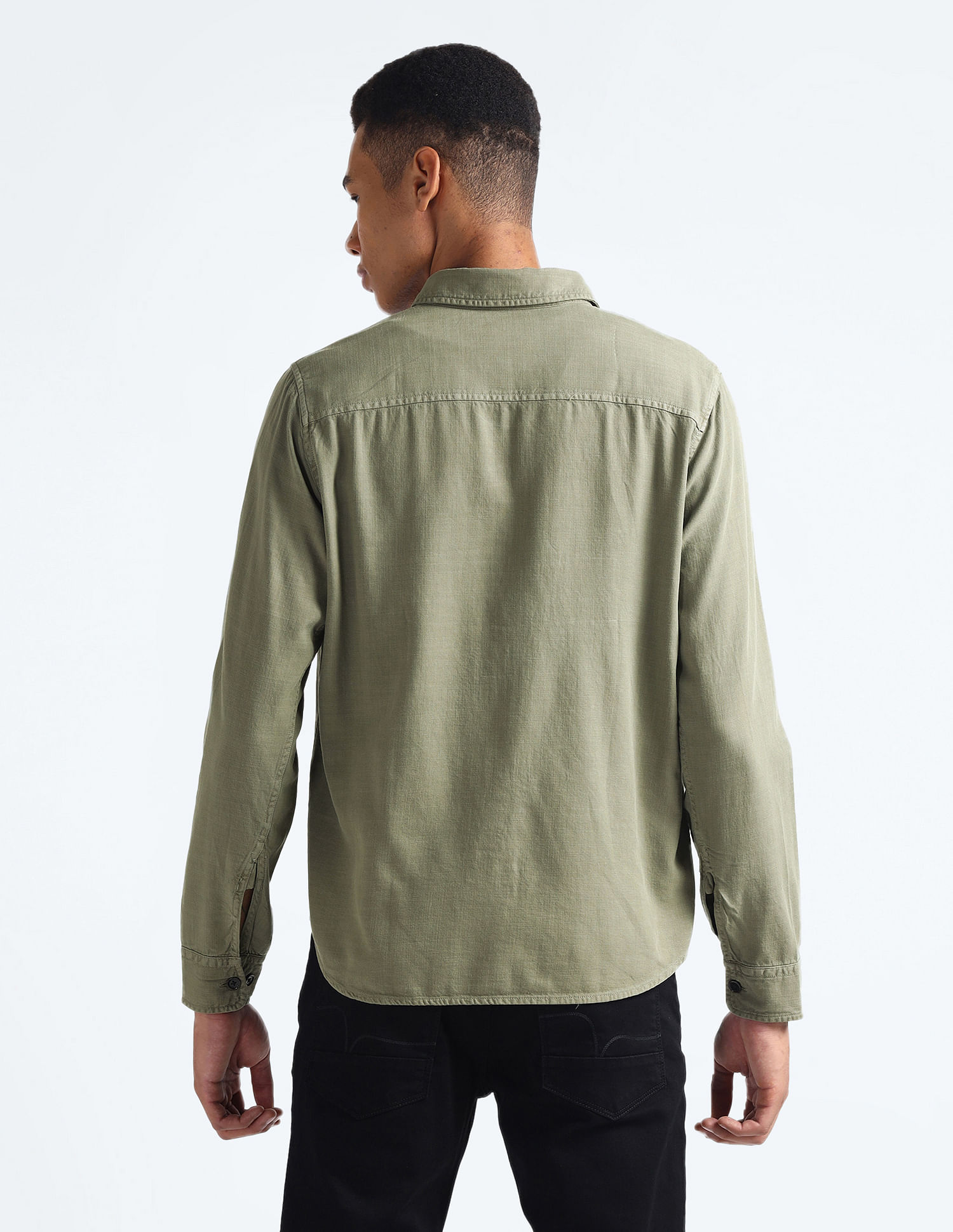 Flying Machine Slim Fit Washed Chambray Shirt