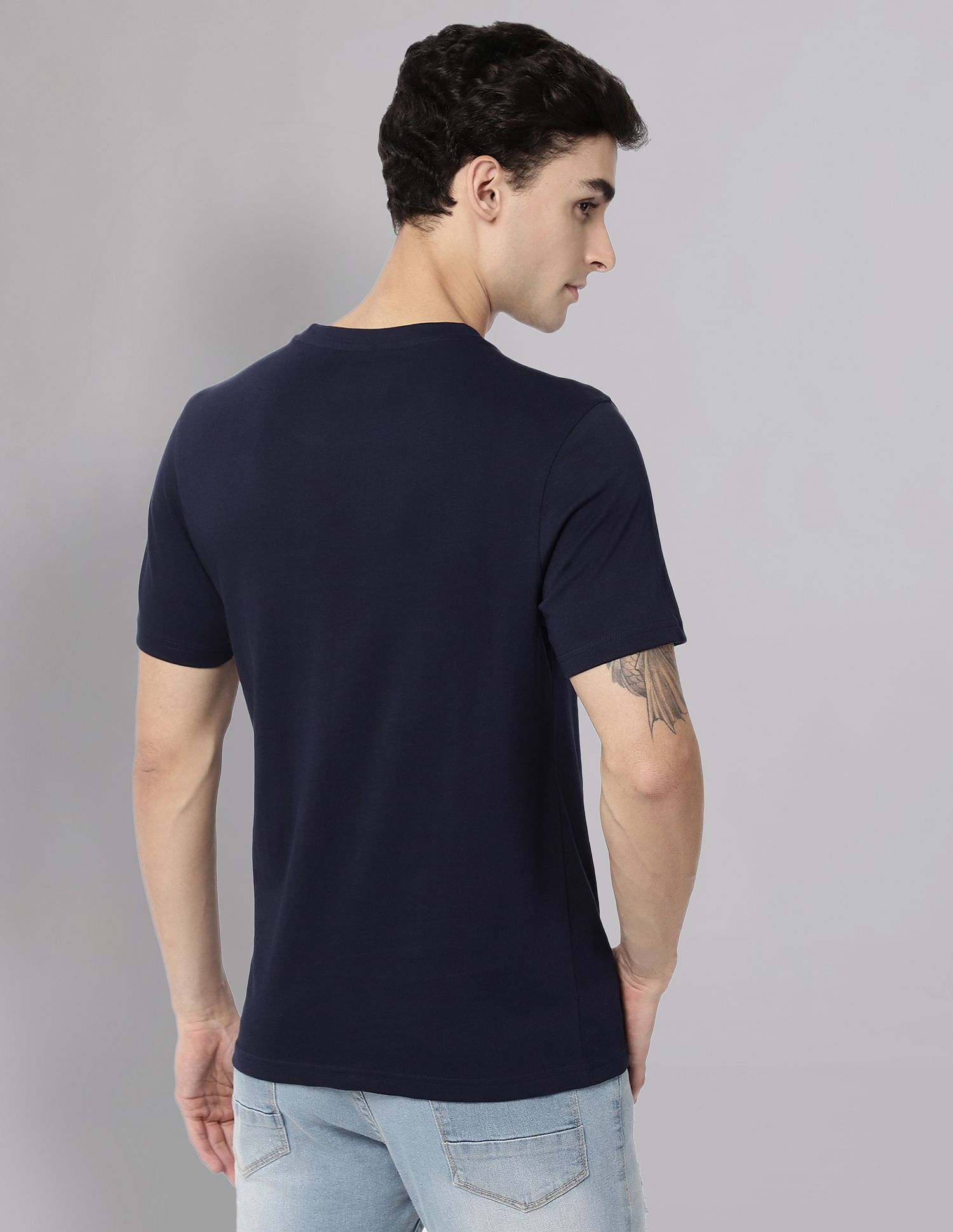 AD by Arvind Typographic Print Cotton T-Shirt