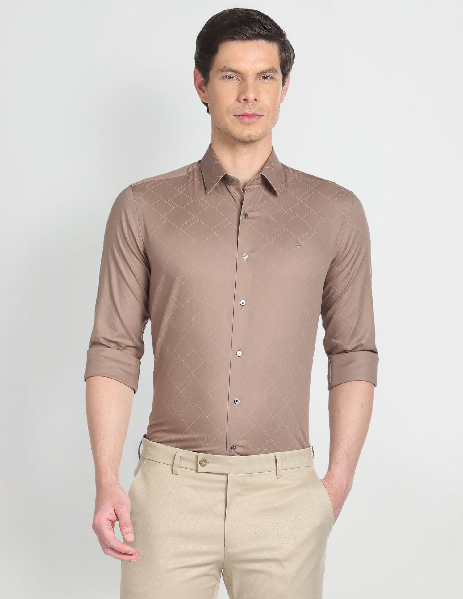 Arrow Newyork Geometric Print Slim Fit Formal Shirt