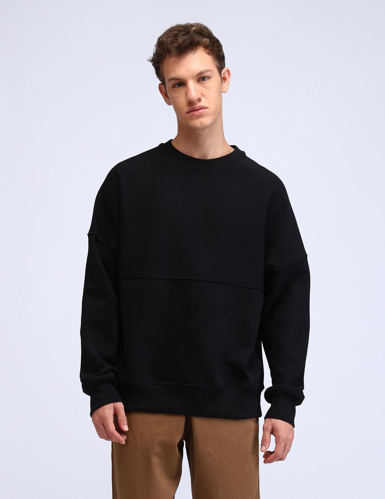 Flying Machine Solid Oversized Fit Sweatshirt