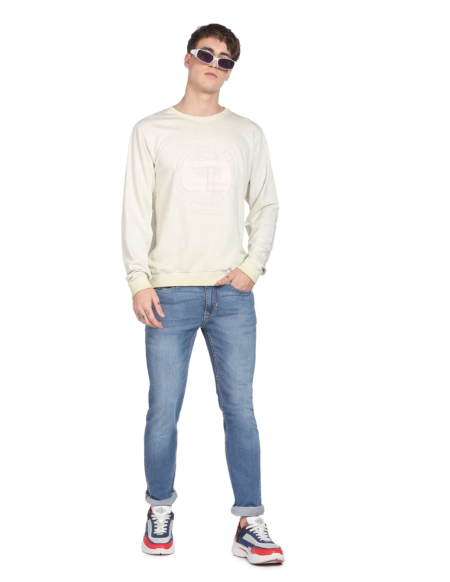 Flying Machine Crew Neck Brand Print Sweatshirt