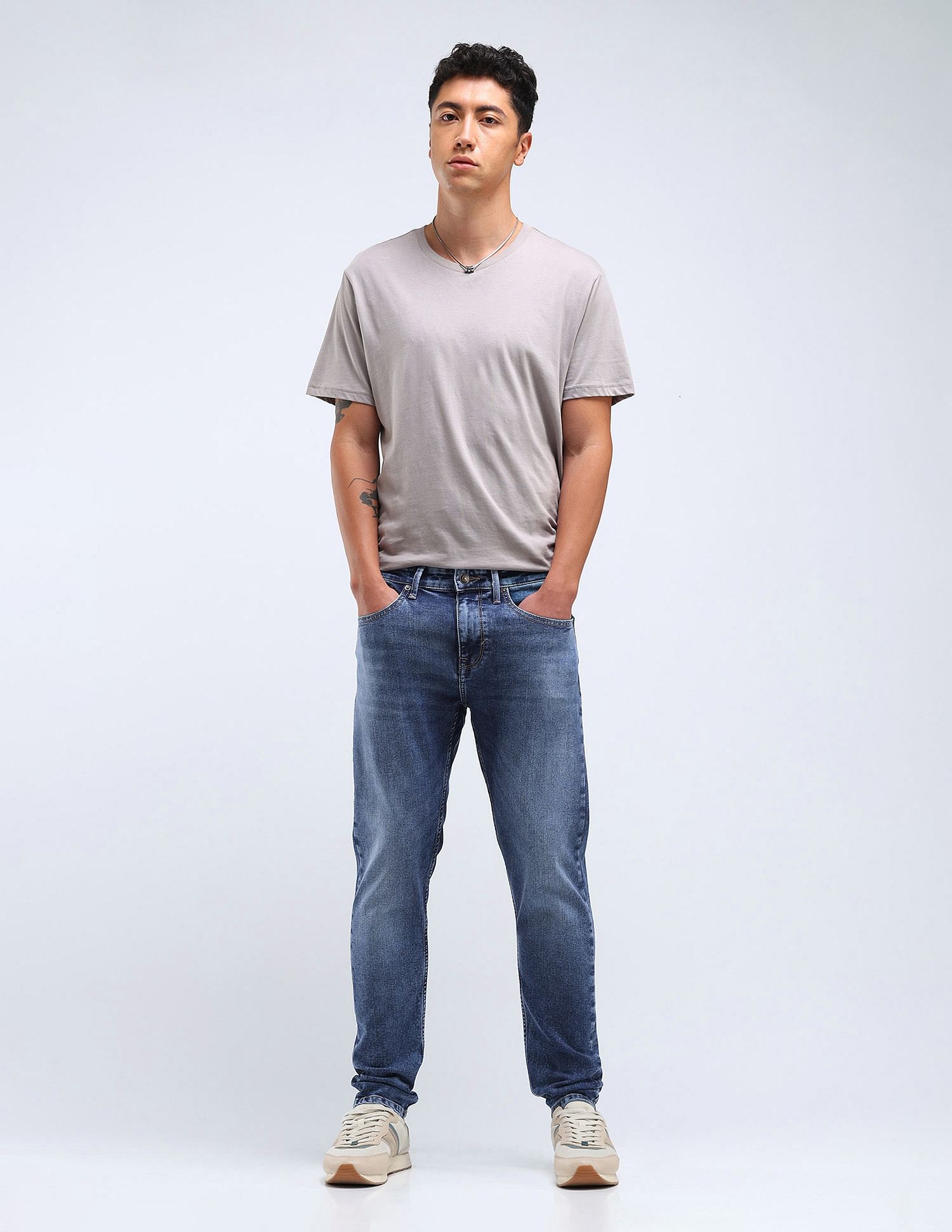 Flying Machine Slash Slim Tapered Stone Wash Jeans