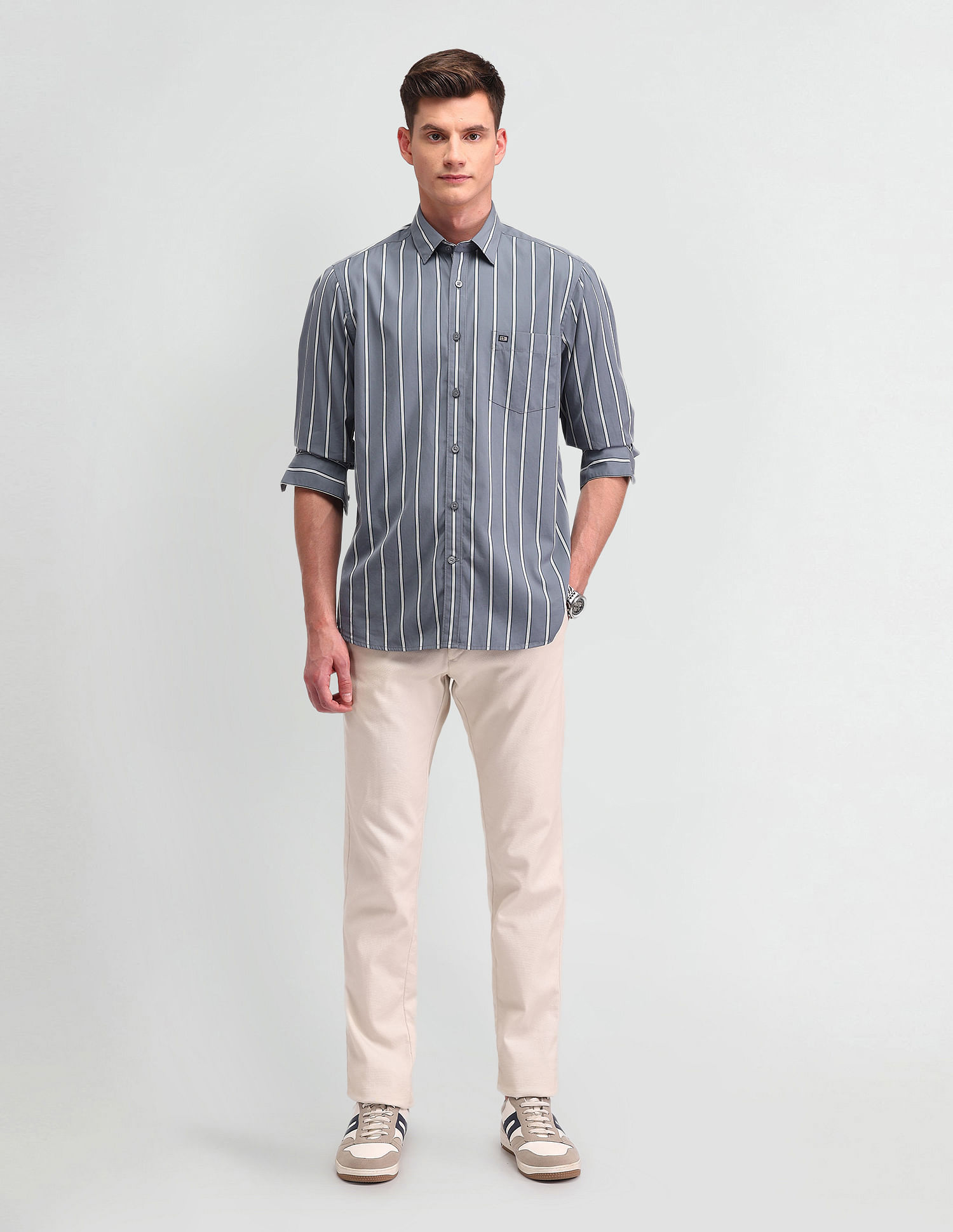 Arrow Sport Tailored Fit Vertical Stripes Shirt