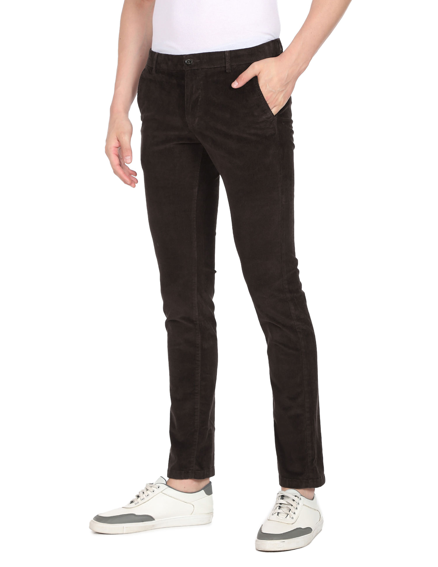 Buy bossini Gracious Mens Pants Slim Fit Solid Comfy Corduroy Pants Black  31Waist 33 at Amazonin