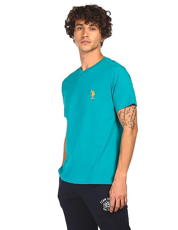 Buy USPA Innerwear V-Neck Embroidered Logo I638 Lounge T-Shirt - Pack Of 1  - NNNOW.com