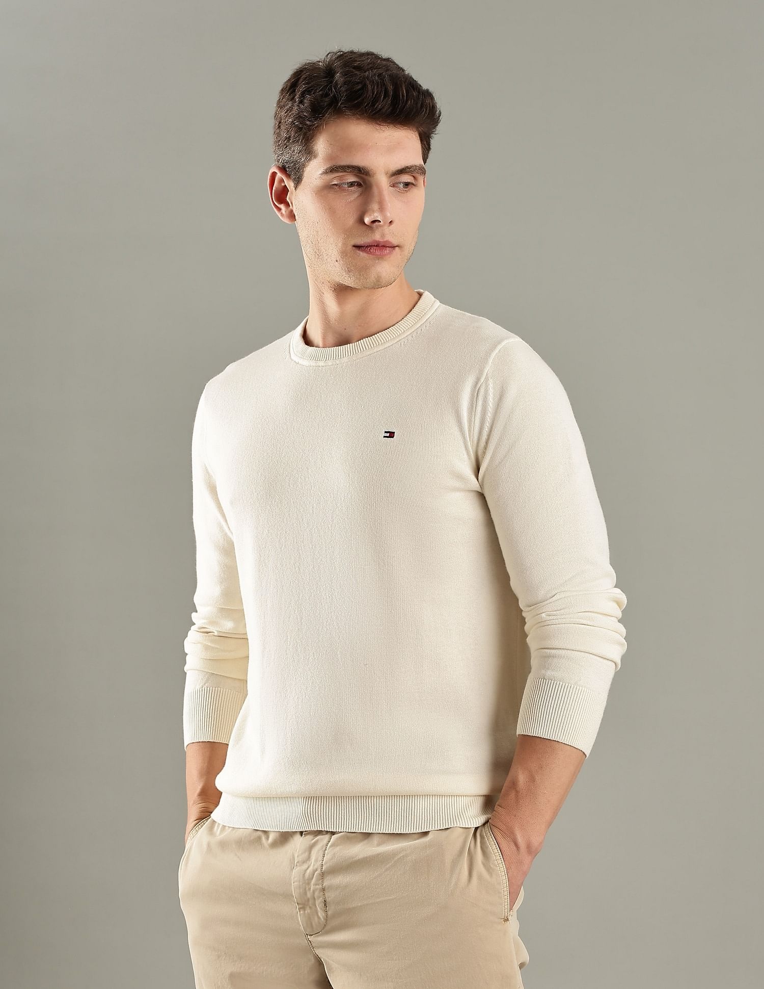 Tommy Hilfiger Solid Regular-Fit Cotton Sweater