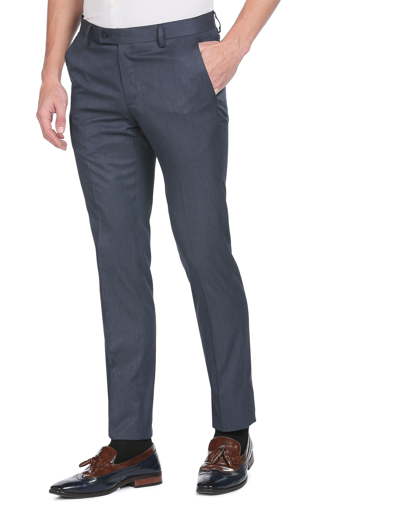 New Men's Plain Tapered Pants Slim Fit Stretch Trousers - Temu