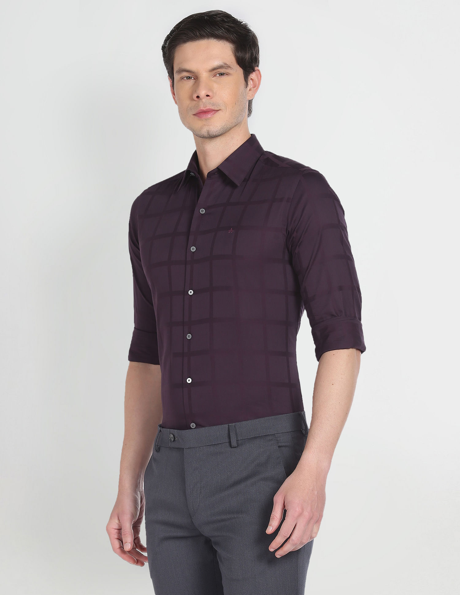 Arrow Newyork Windowpane Check Twill Shirt