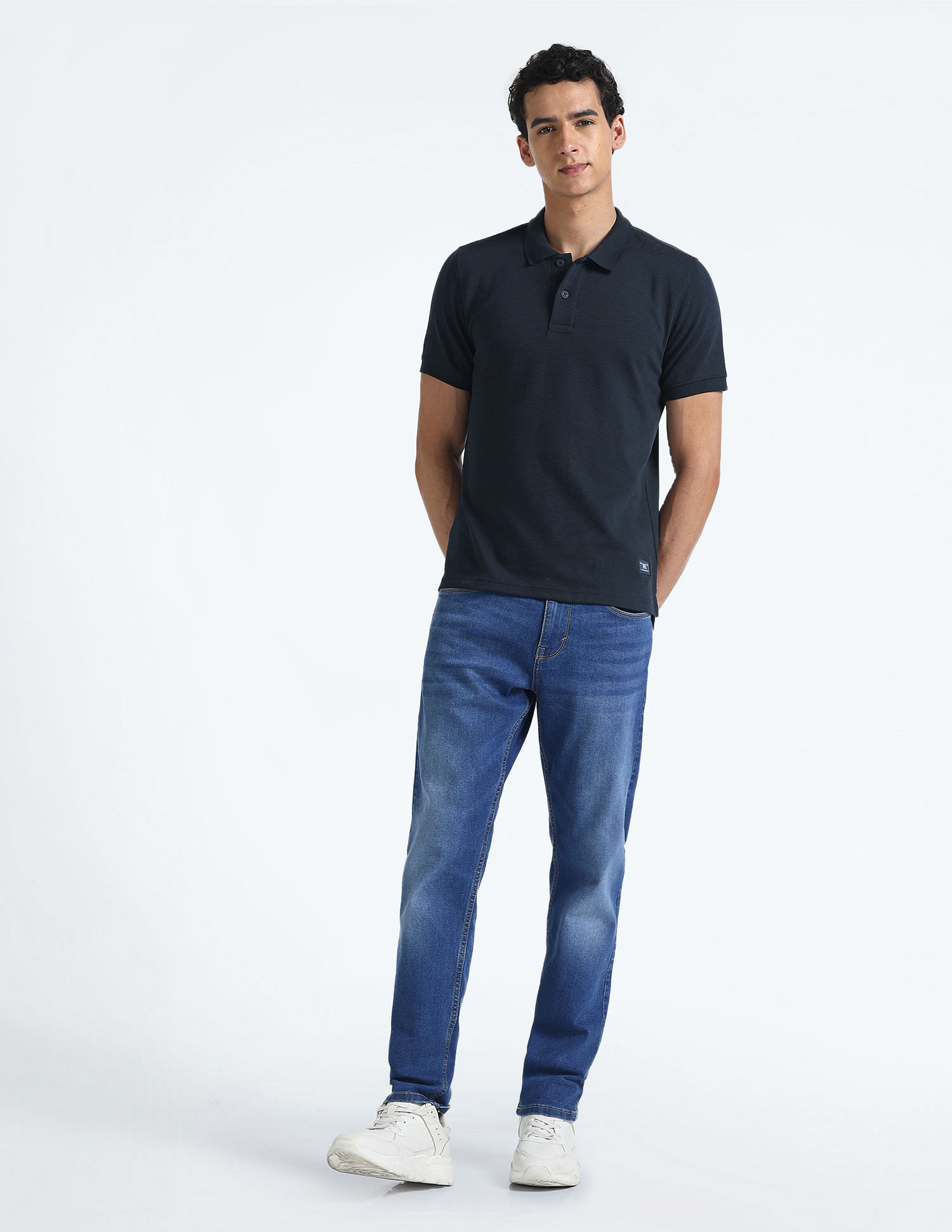 Flying Machine Horizontal Stripe Cotton Polo Shirt