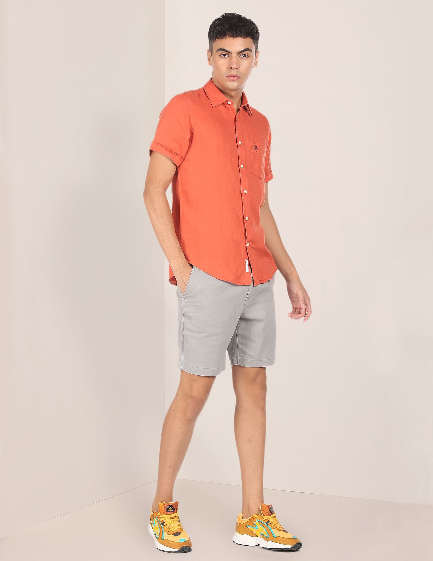 U.S. Polo Assn. Short Sleeve Linen Solid Shirt