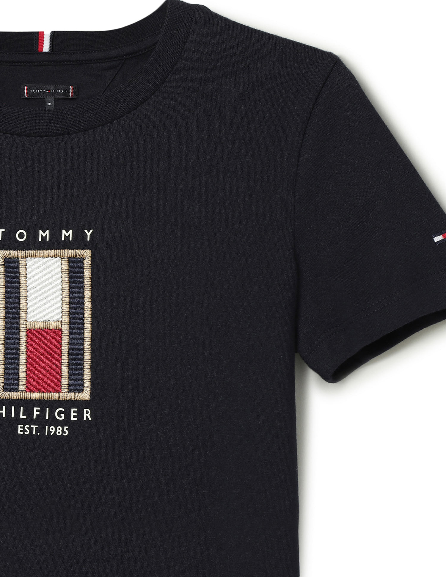 Tommy Hilfiger Kids Boys Flag Embroidered Short Sleeve T-Shirt