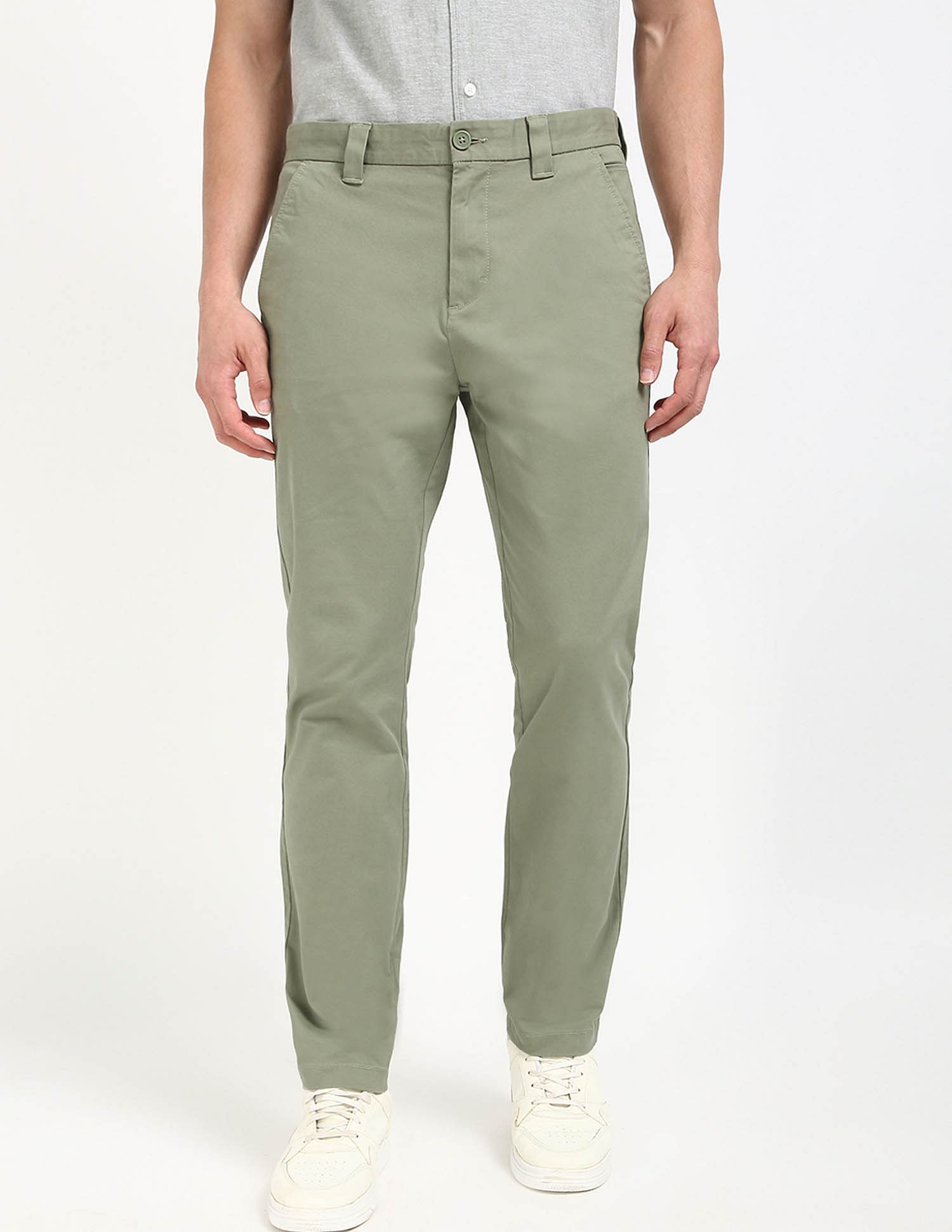 Tommy Hilfiger Kids Green Solid Trousers for Fresh Look