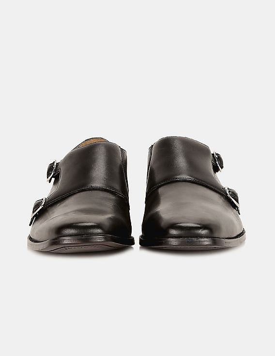 Cole Haan Men Black Giraldo Double Monk Strap Leather Shoes