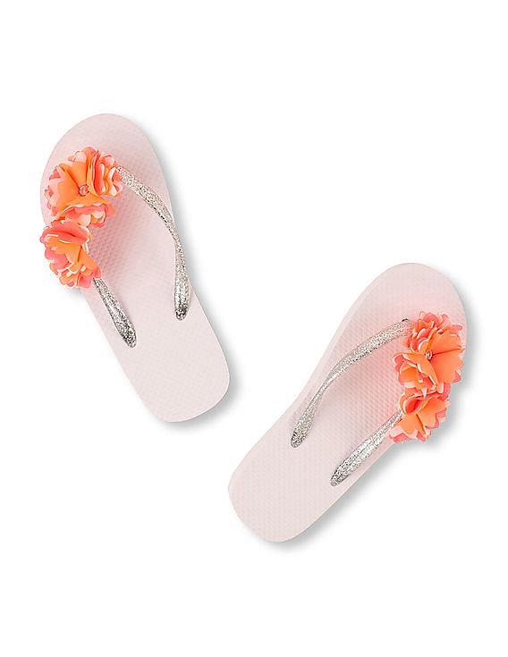 White flower flip flops hot sale