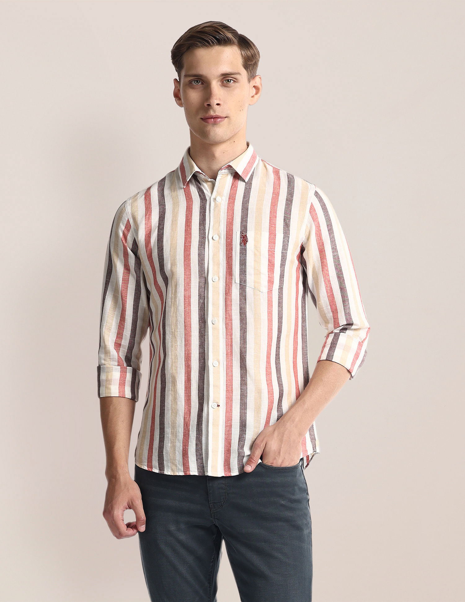 U.S. Polo Assn. Vertical Stripe Tailored Fit Shirt