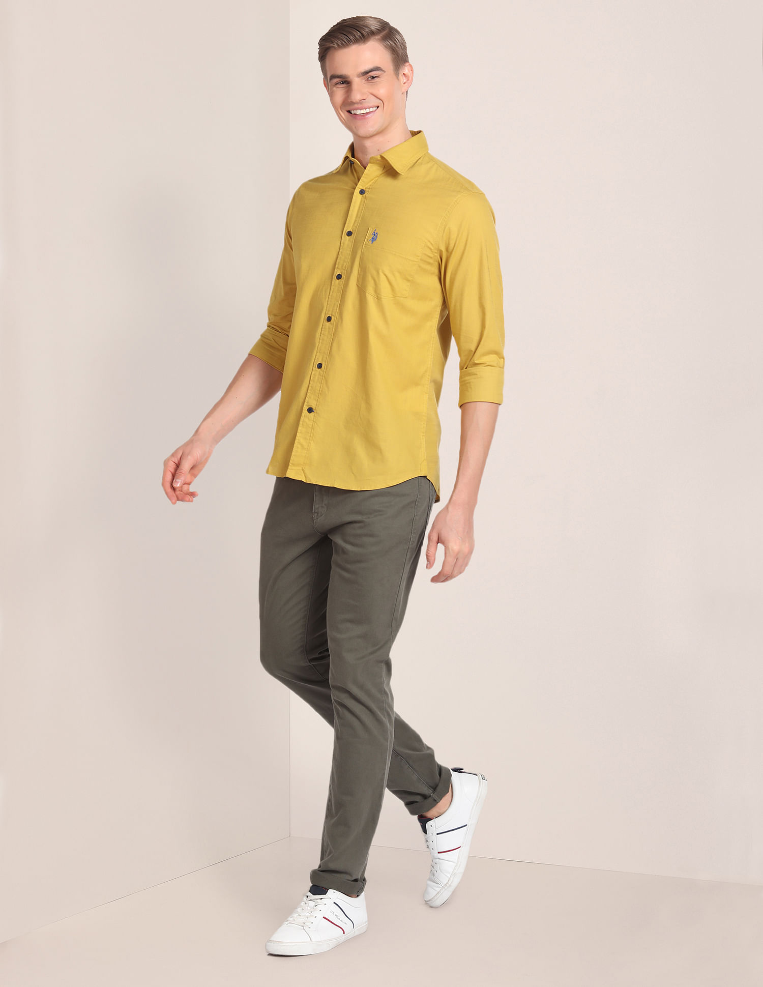 U.S. POLO ASSN. Boys Printed Casual Yellow Shirt - Buy U.S. POLO ASSN. Boys  Printed Casual Yellow Shirt Online at Best Prices in India