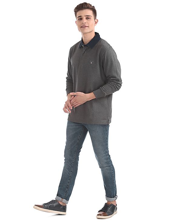 トップス (L) SFC BIG RUGGER SHIRT Navy Amazon.com: Front Row Big Boys' Long Sleeve Plain Rugby