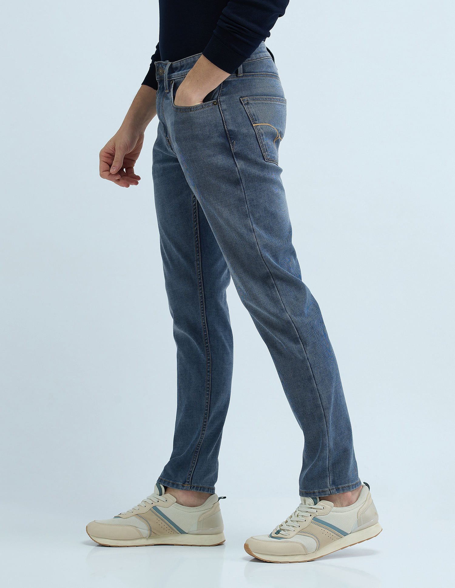 Flying Machine Slash Slim Tapered Washed Jeans