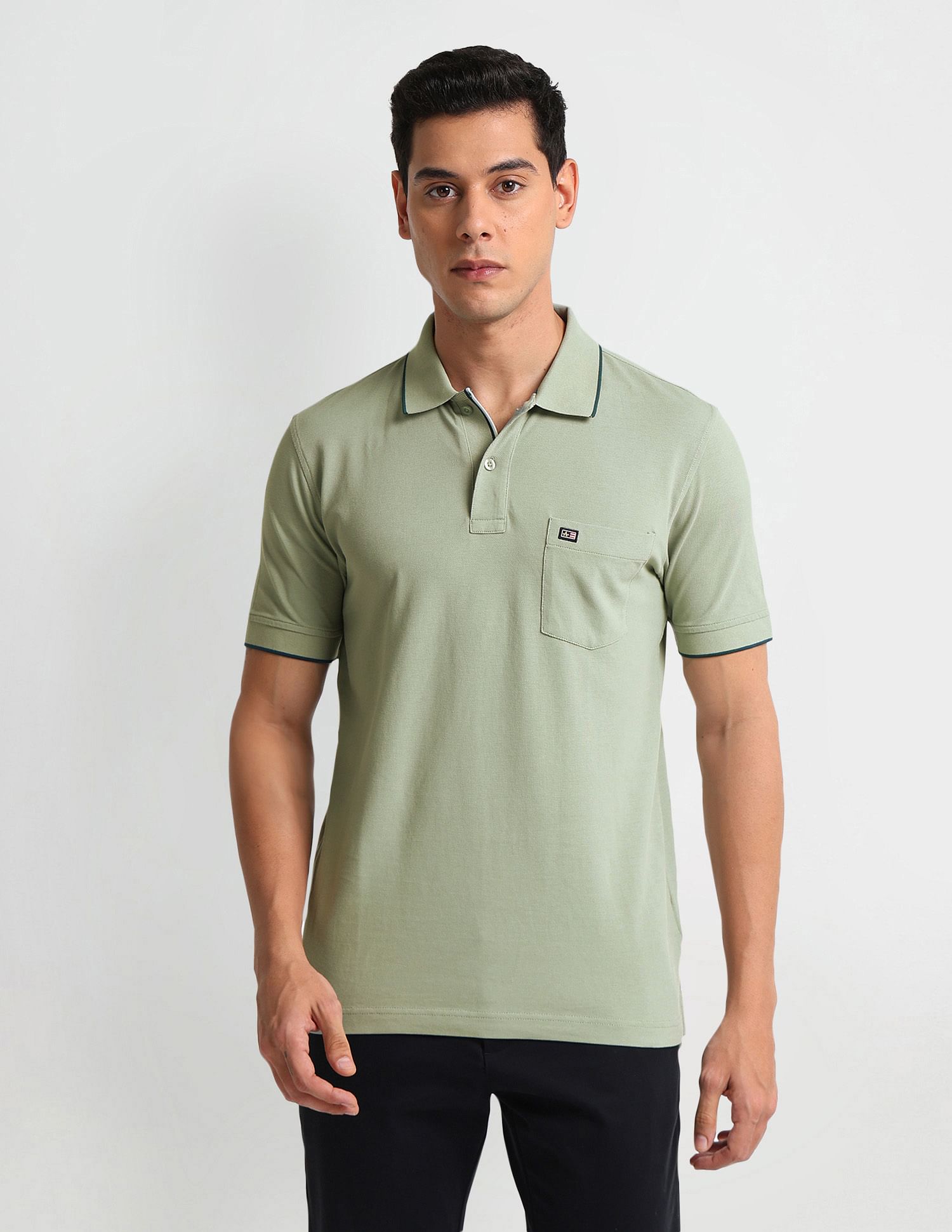 Arrow Sports Tipped Collar Regular Fit Polo Shirt