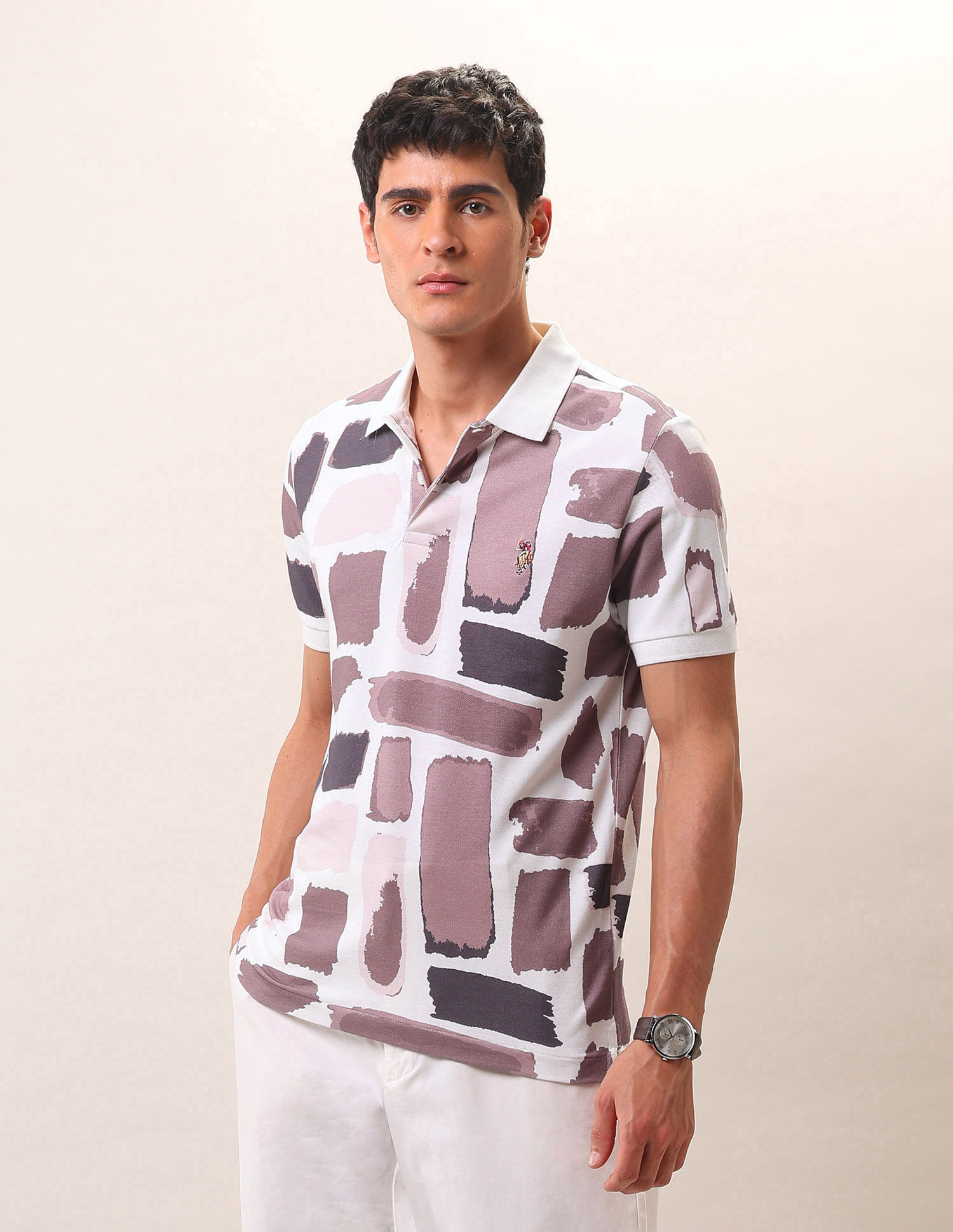 U.S. Polo Assn. Denim Co. Abstract Printed Pure Cotton Polo Shirt