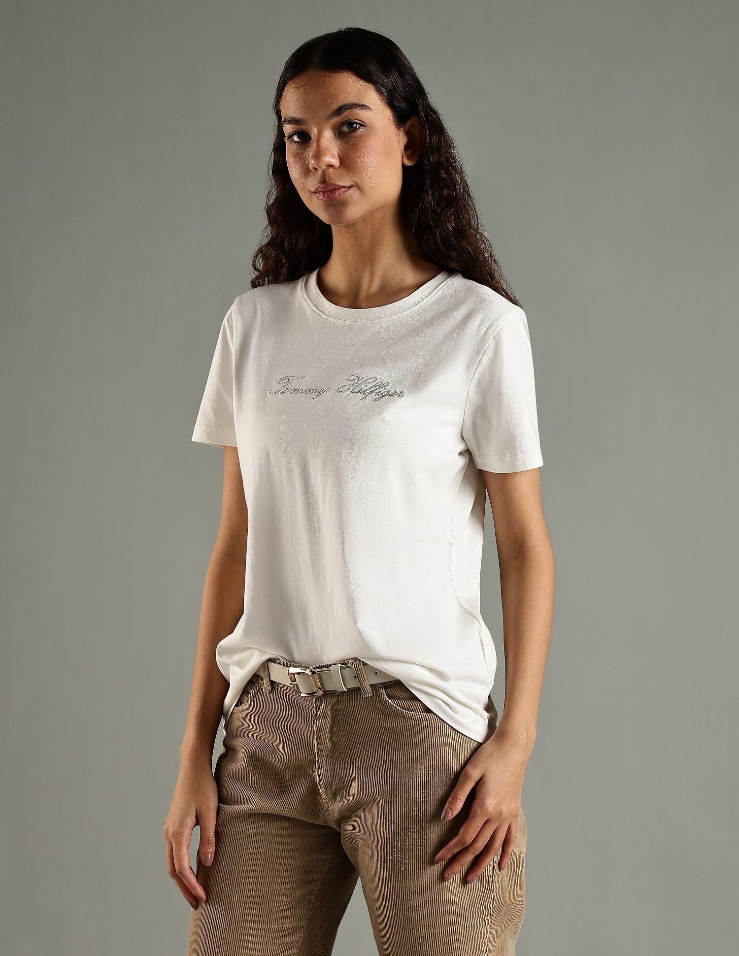 Tommy Hilfiger Embroidered Logo Regular Fit Cotton T-Shirt