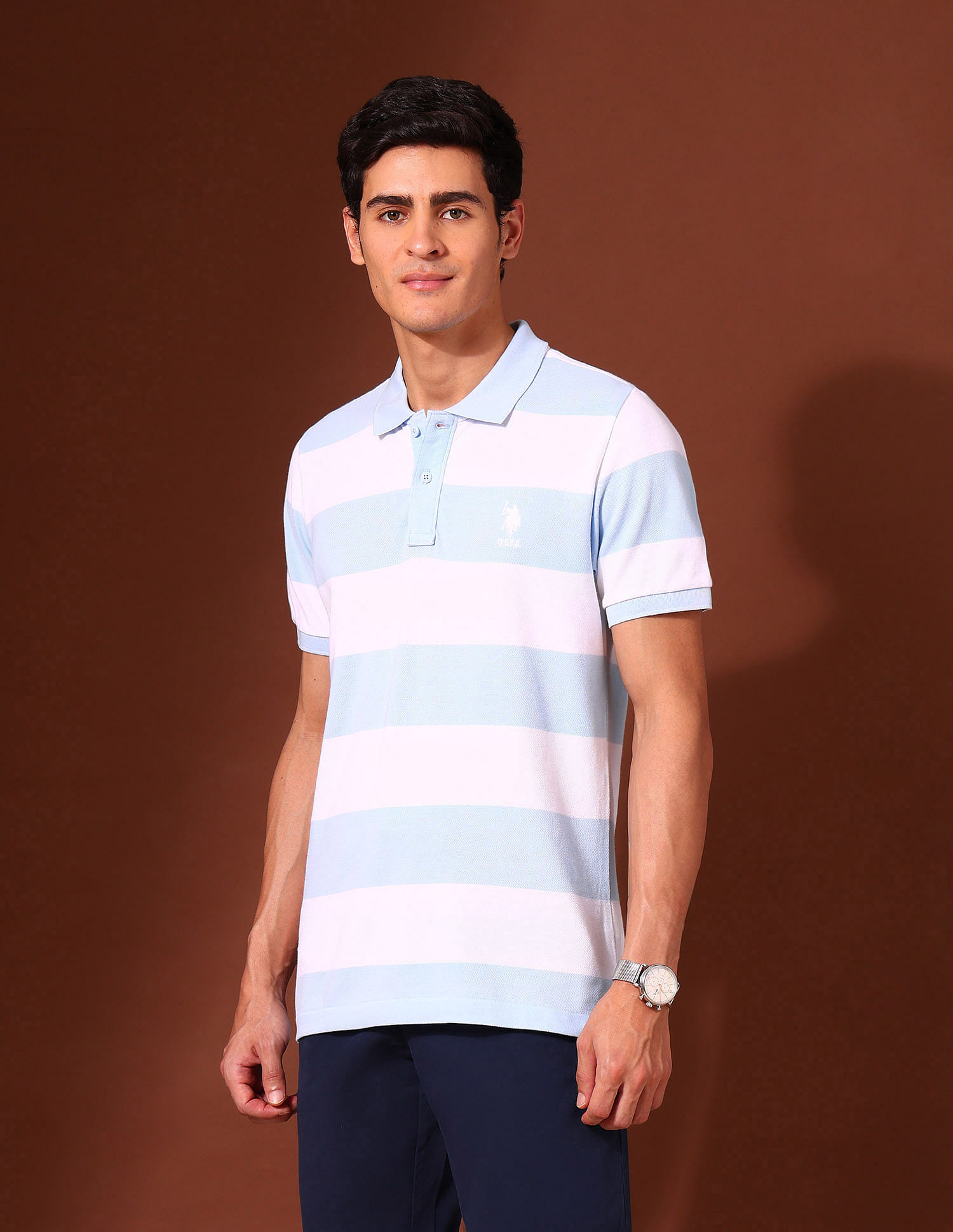 U.S. Polo Assn. Horizontal Striped Working Holiday Polo Shirt