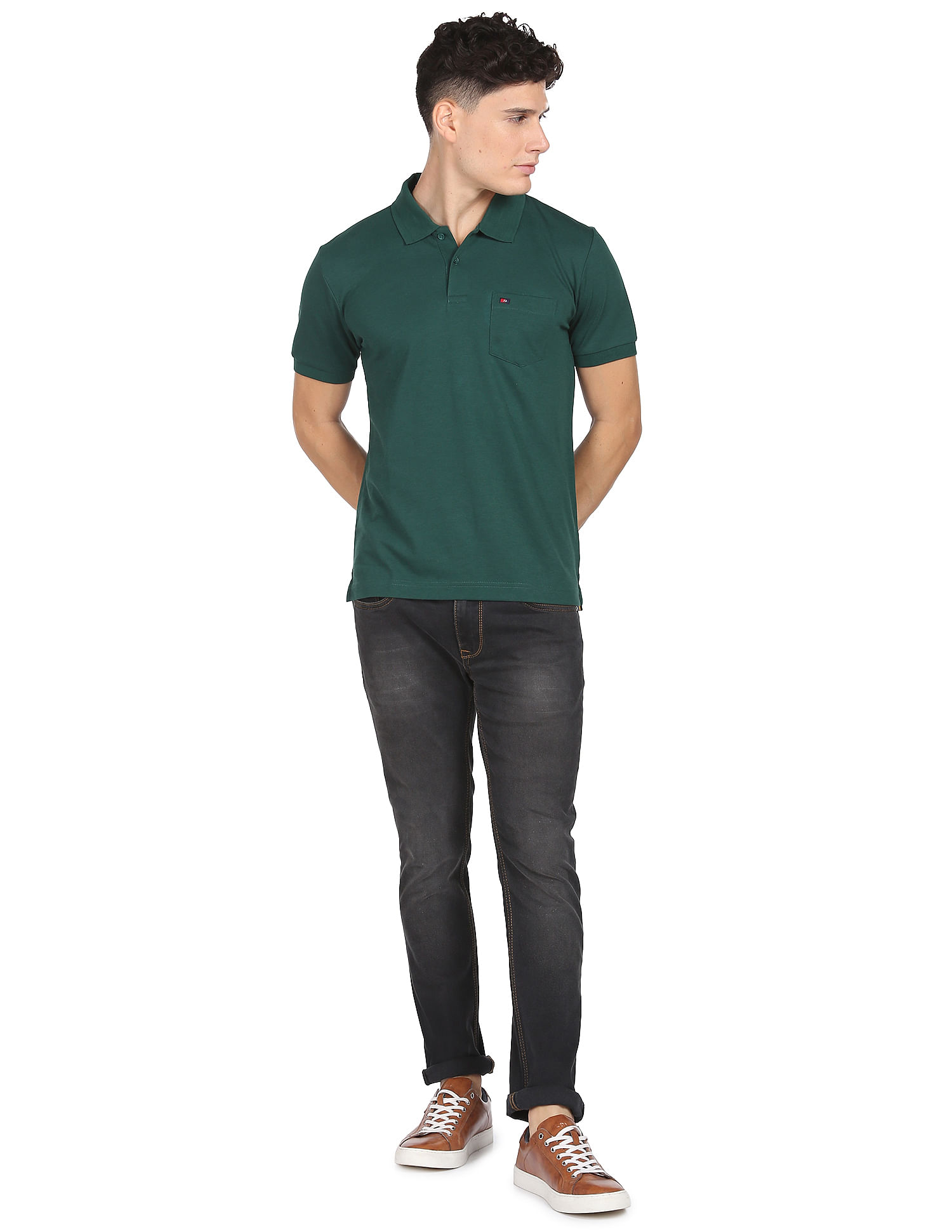 AD by Arvind Chest Pocket Easy Polo Shirt
