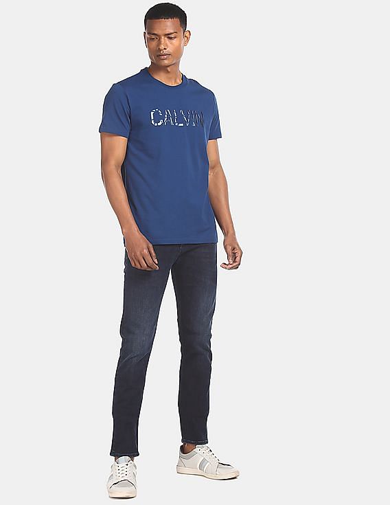 Calvin Klein Men Navy Slim Fit Logo T-Shirt