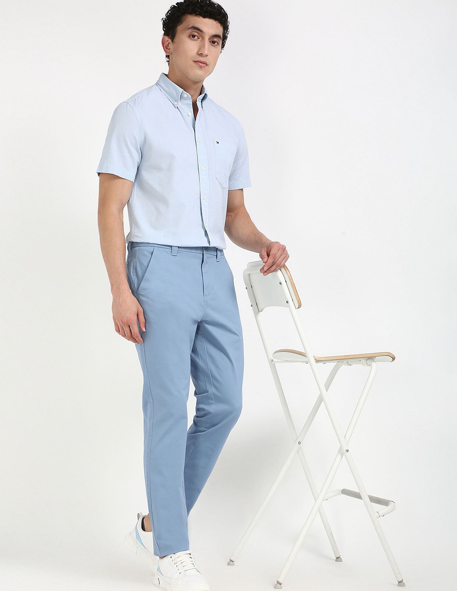Tommy Hilfiger Kids Blue Solid Trousers for Smart Casual