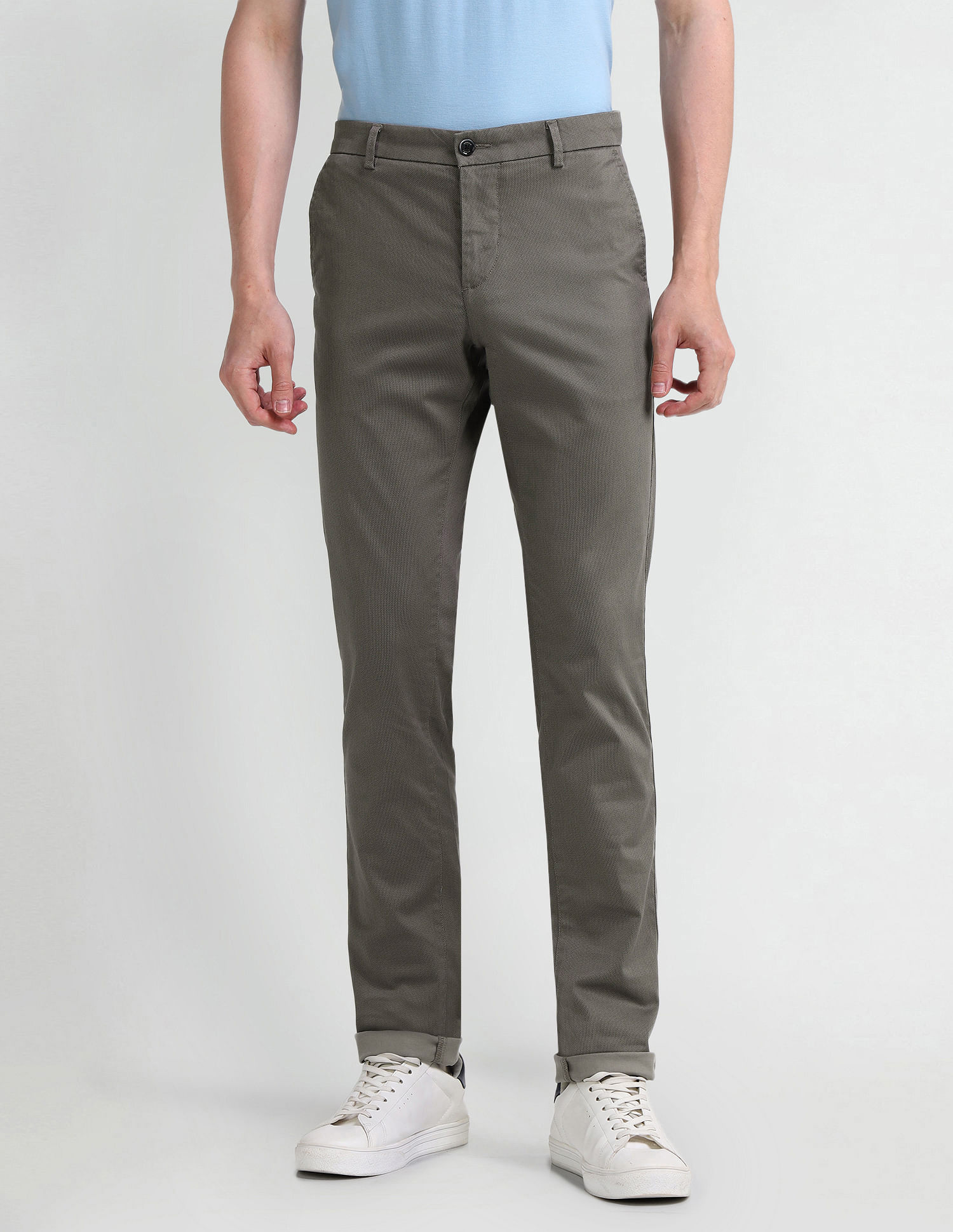 Arrow Sport Slim Mid Rise Textured Trousers