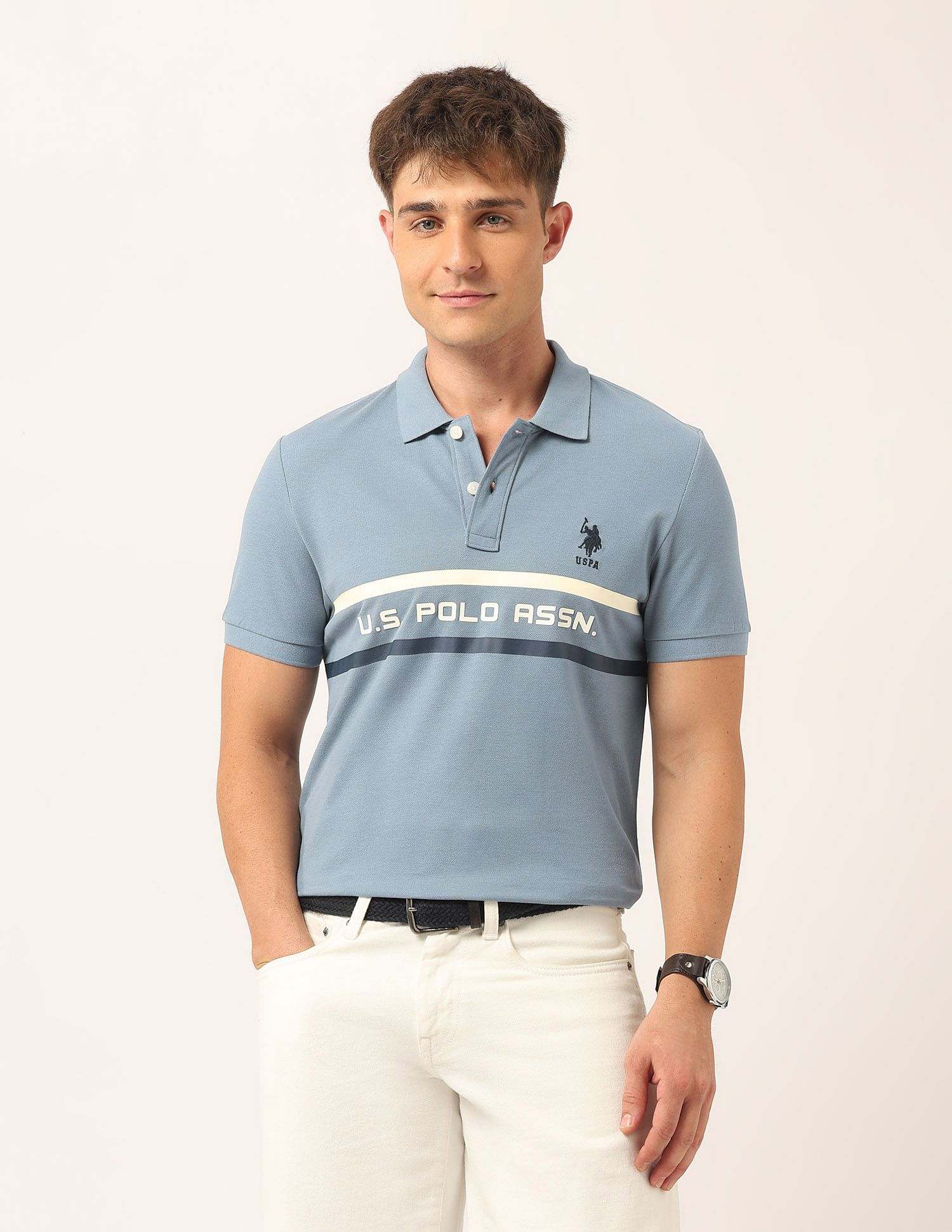 U.S. Polo Assn. Denim Co. Brand Printed Muscle Fit Polo Shirt