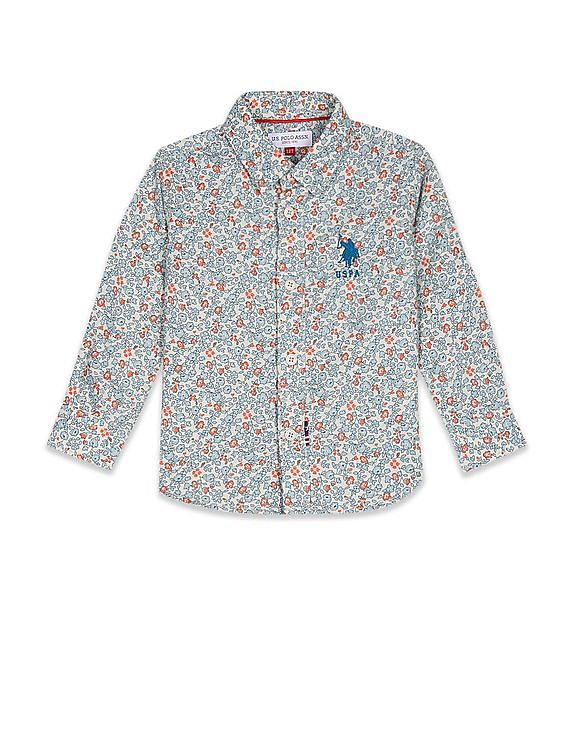 U.S. Polo Assn. Kids Boys Spread Collar Floral Print Shirt