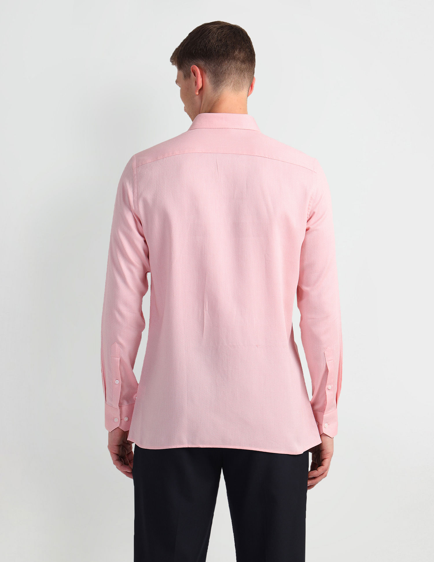 Arrow Patterned Dobby Cotton Shirt
