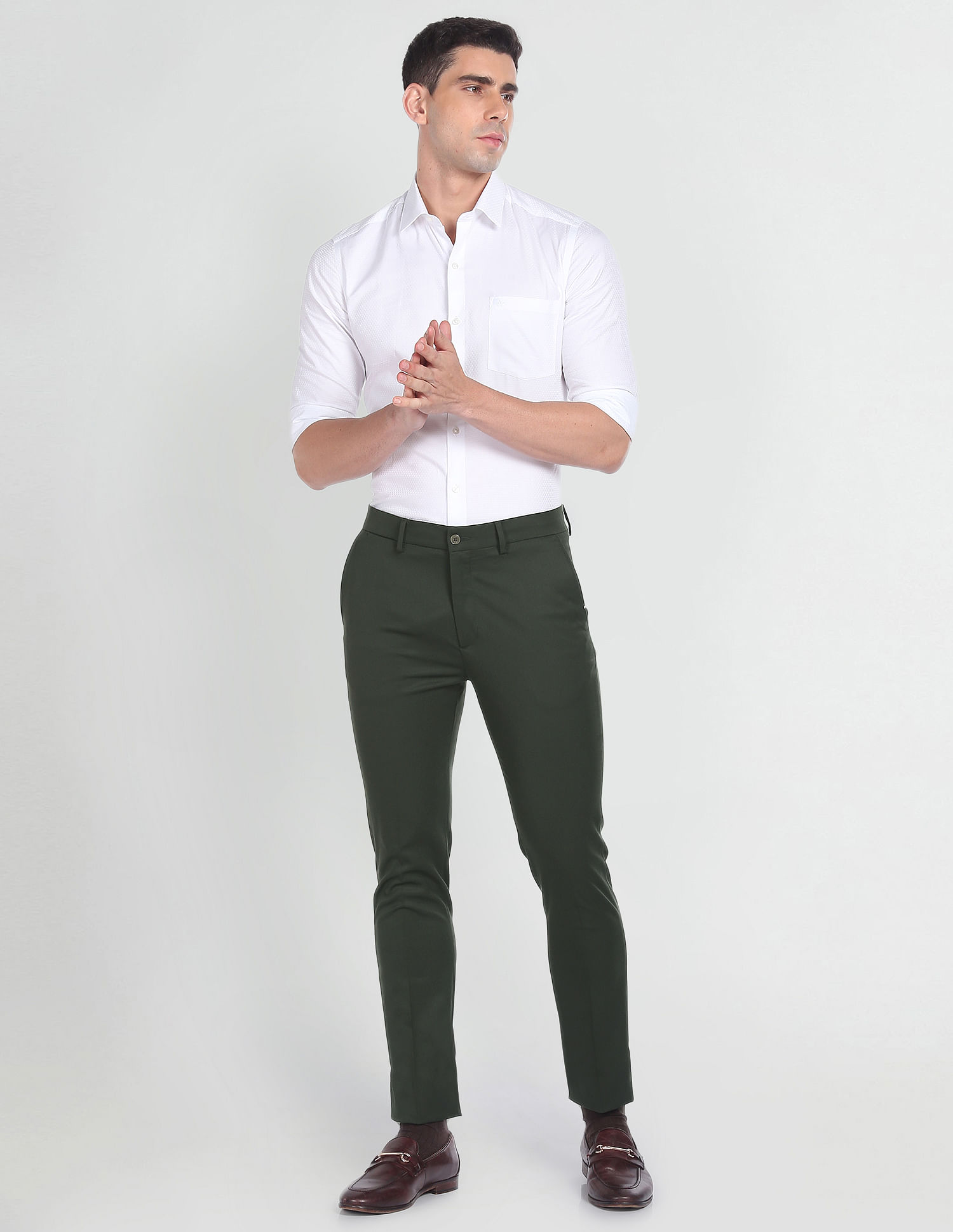 Arrow Newyork Solid Dobby Smart Flex Trousers