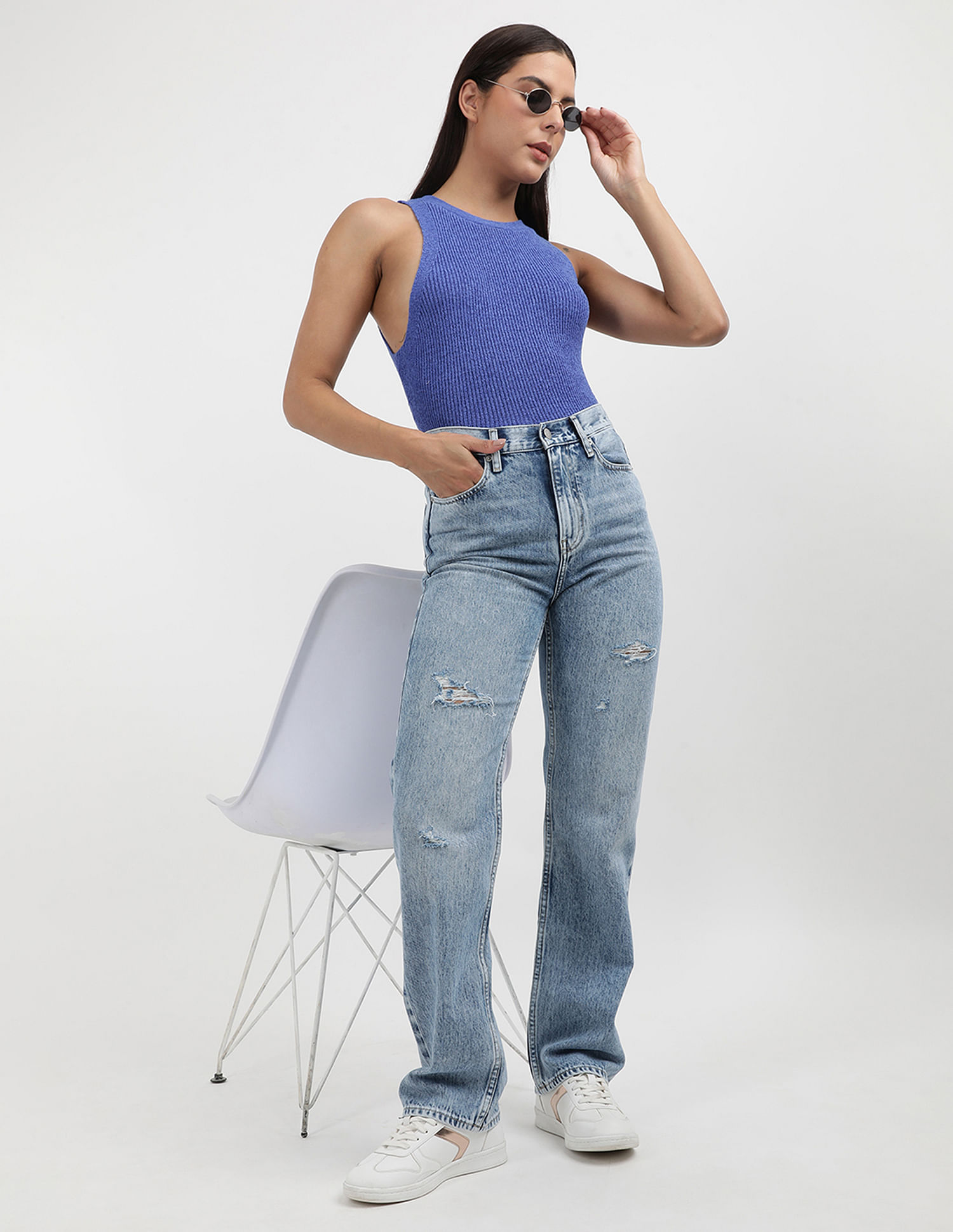 Calvin Klein High Rise Straight Fit Jeans