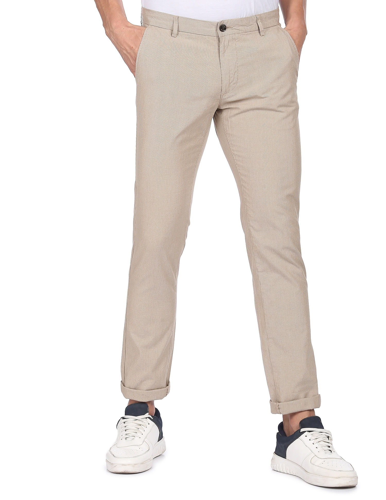 Buy Arrow Sport Mens Solid Navy Slim Fit Casual Trousers Online  Lulu  Hypermarket India