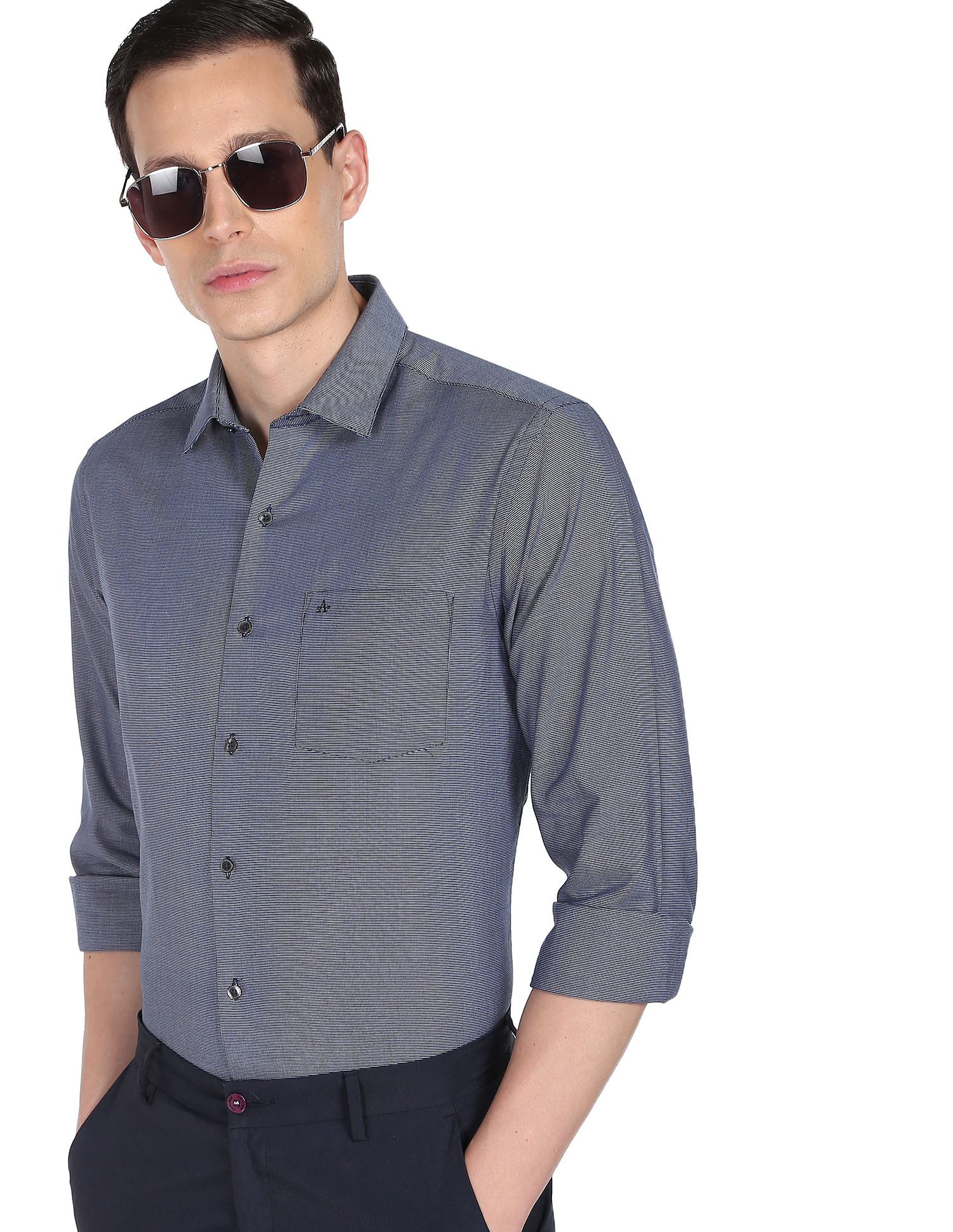 Arrow Patterned Weave Manhattan Slim Fit Shirt