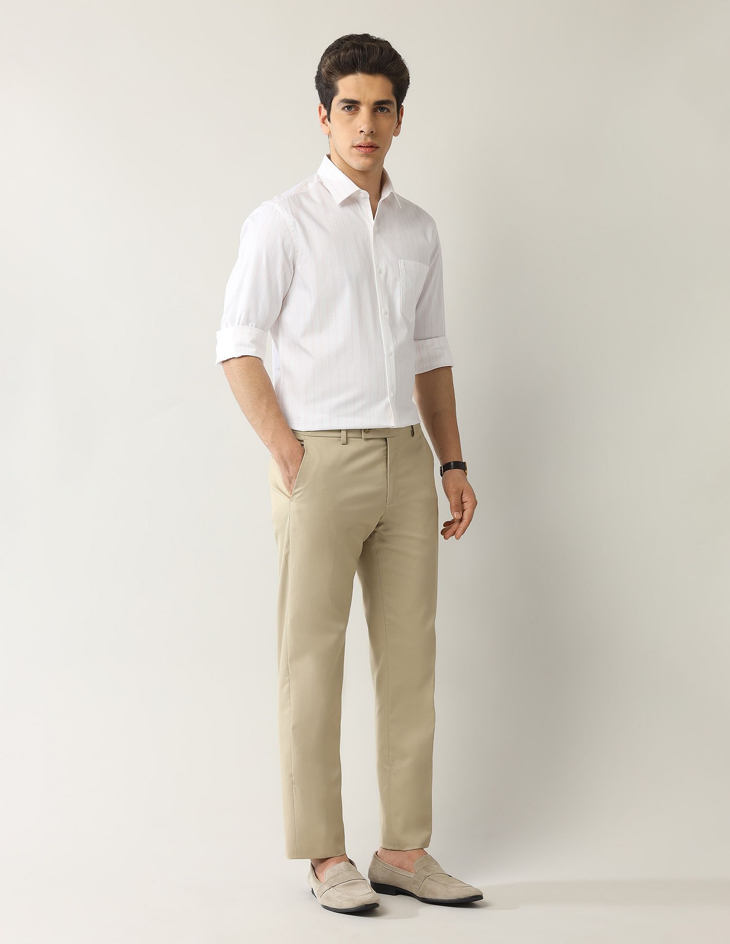 Arrow Vertical Striped Manhattan Slim Fit Shirt
