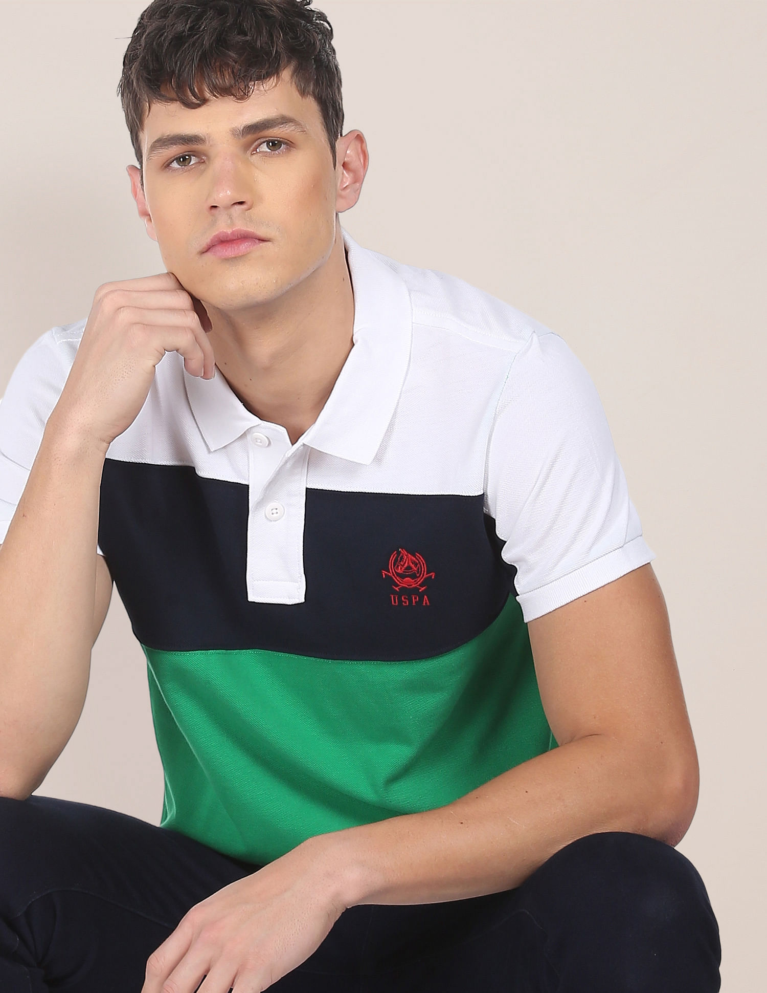 U.S. Polo Assn. Colour Block Cotton Polo Shirt