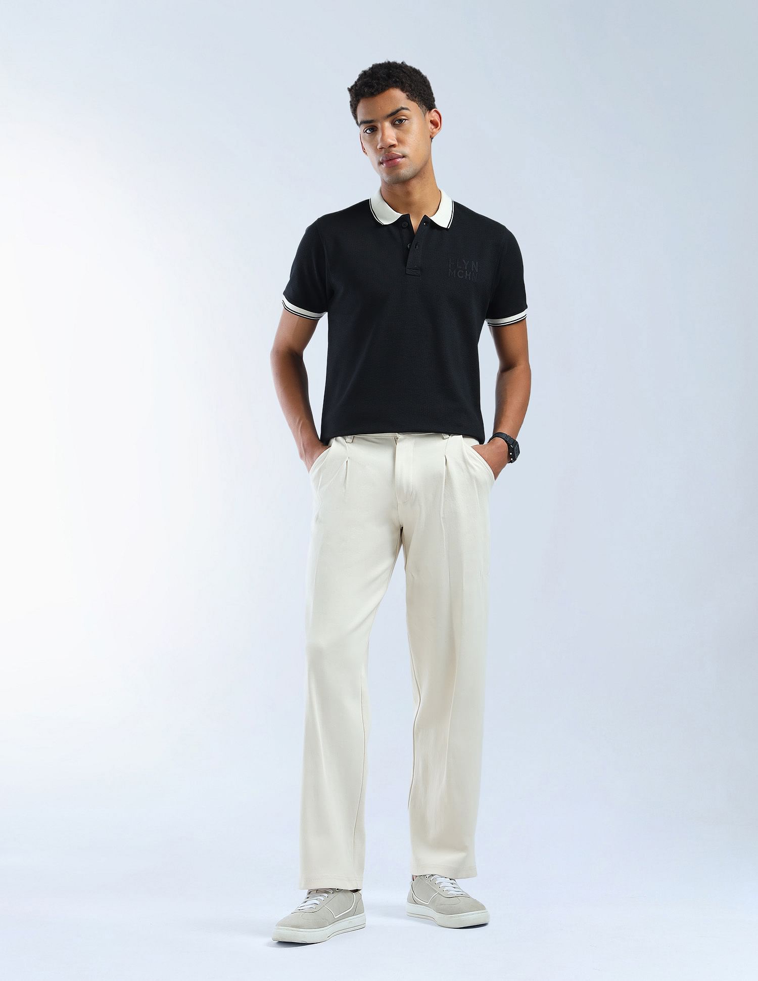 Flying Machine Textured Color Of Home Polo Shirt