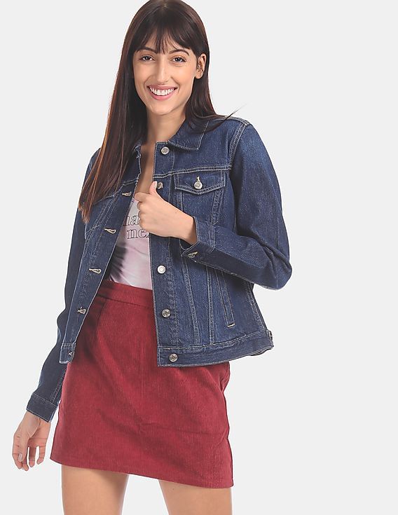 Buy GAP Blue Dark Wash Long Sleeve Icon Denim Jacket