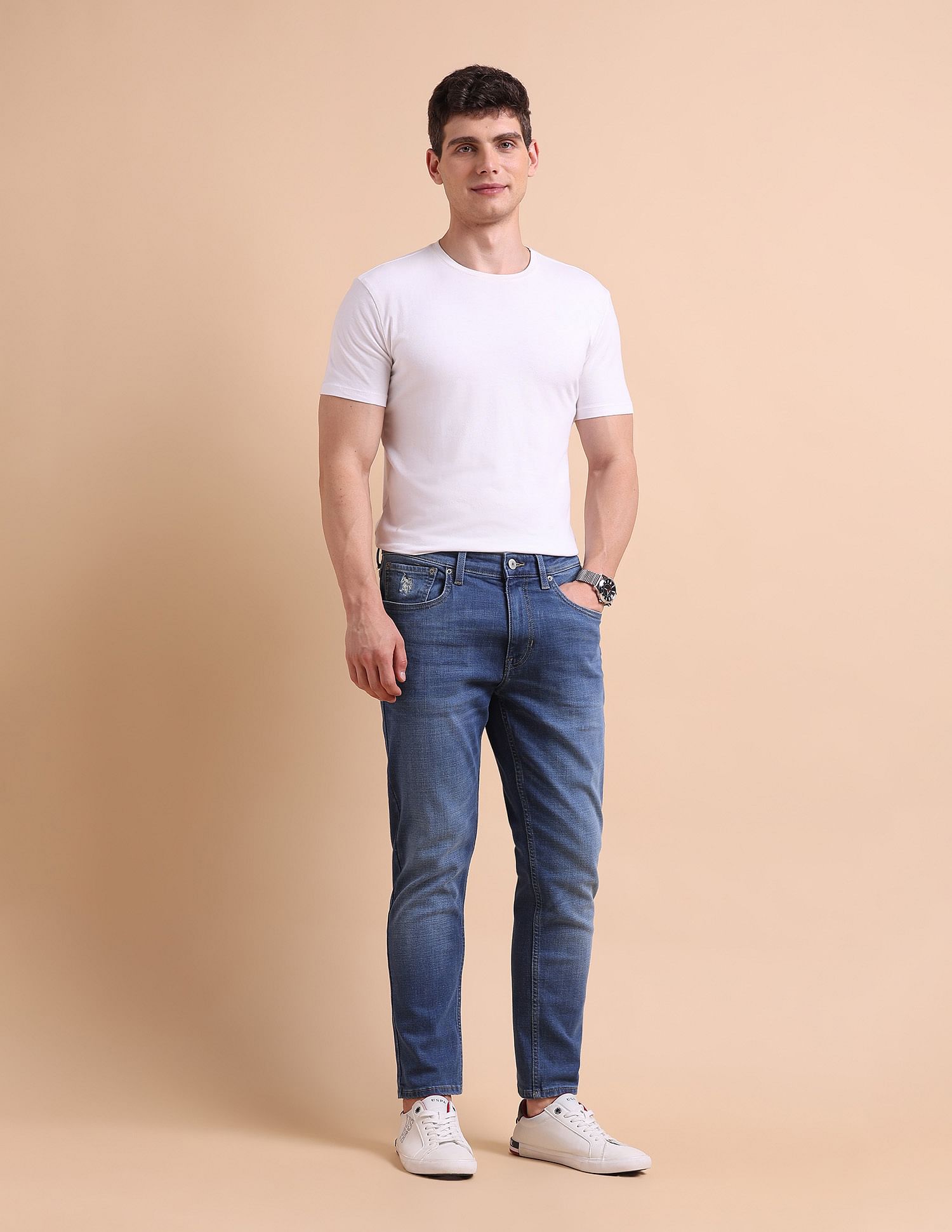U.S. Polo Assn. Denim Co. Cole Comfort Cropped Fit Blue Jeans