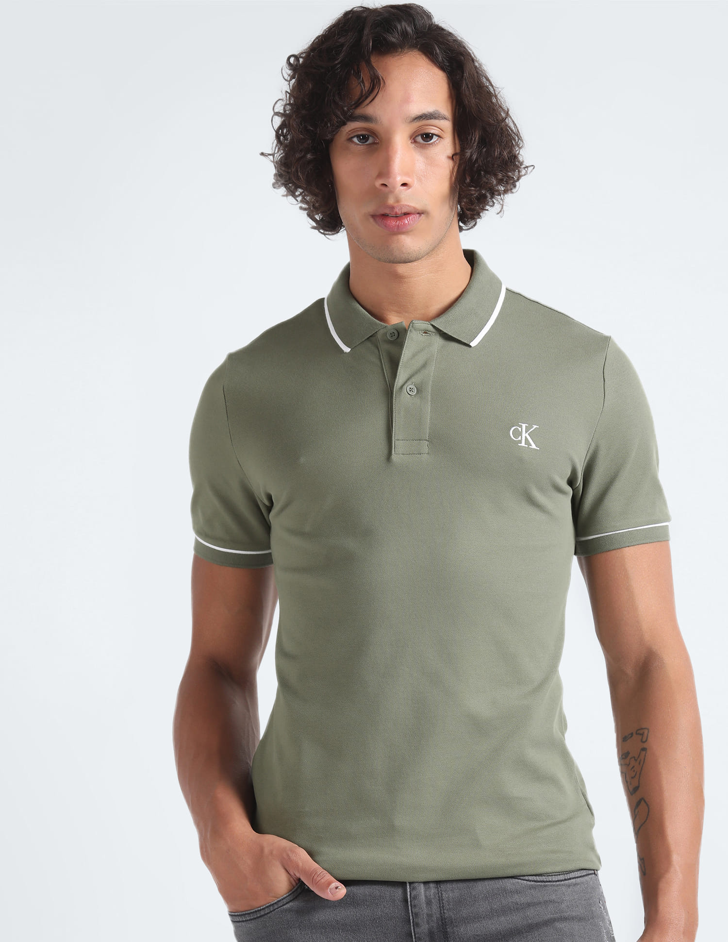 Buy Calvin Klein Jeans Slim Fit Tipped Collar Polo Shirt