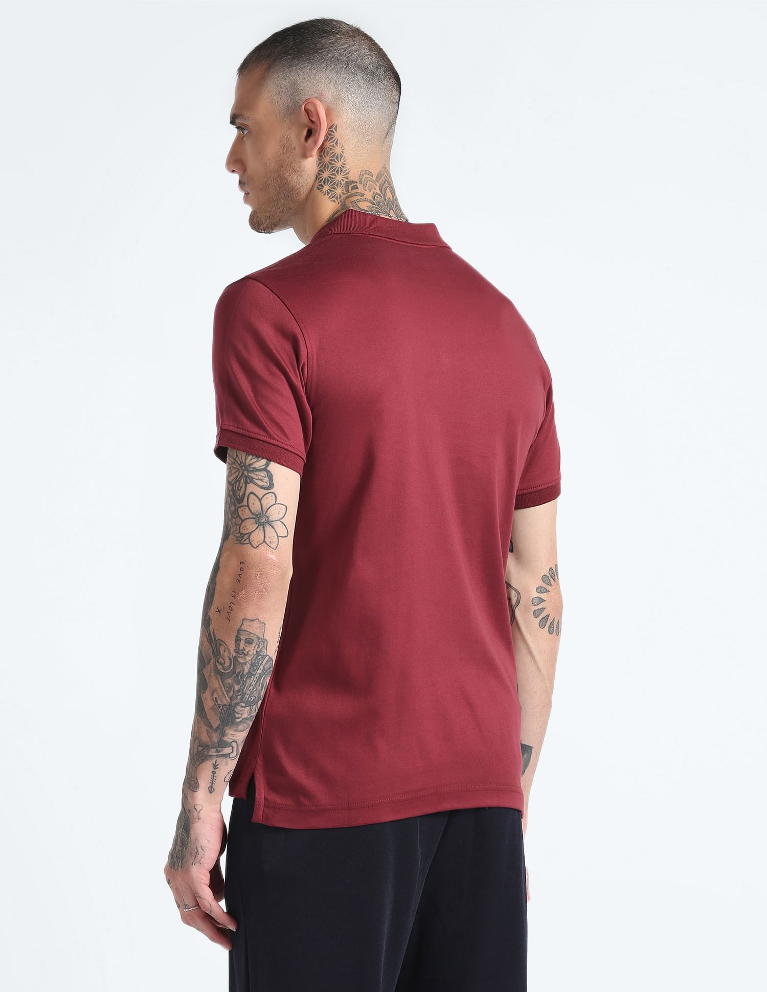 Flying Machine Solid Cotton Polo Shirt
