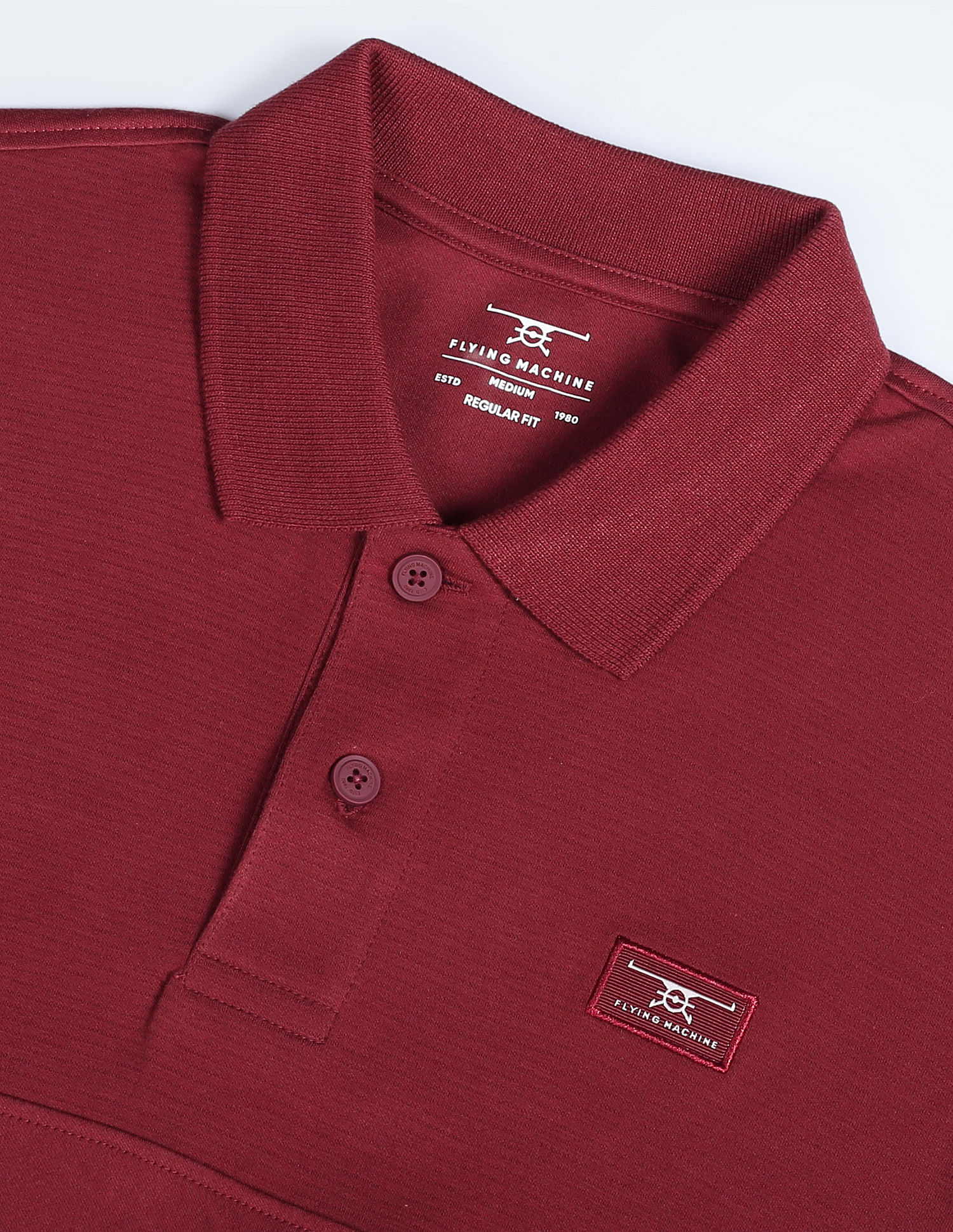 Flying Machine Solid Cotton Polo Shirt